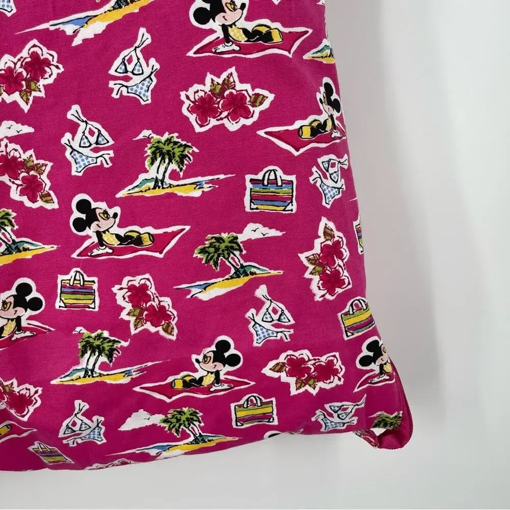 DISNEY STORE Beach Towel with Attached Bag Tote Minnie Mouse Pink Zipper Travel